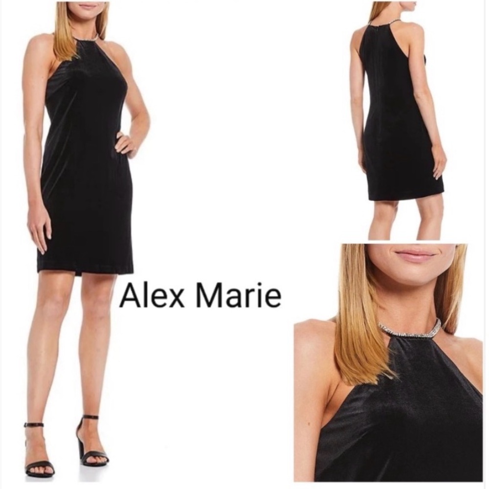 Alex Marie Black Velvet Mini Dress